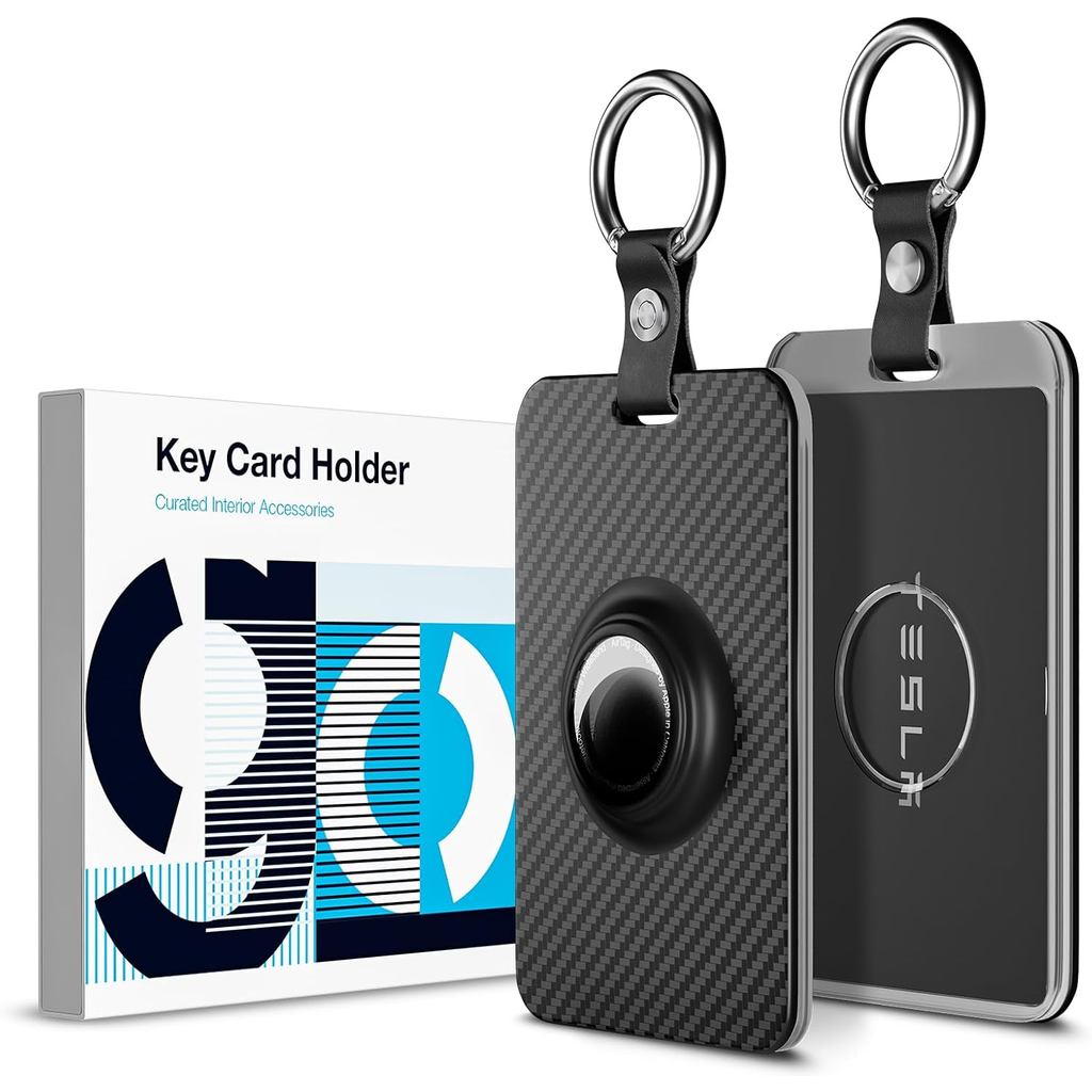 ที่ใส่คีย์การ์ด Wigoo สําหรับ Tesla with AirTag Slot [กันรอยขีดข่วนเนื้อคาร์บอนไฟเบอร์] เคสกุญแจพีซี