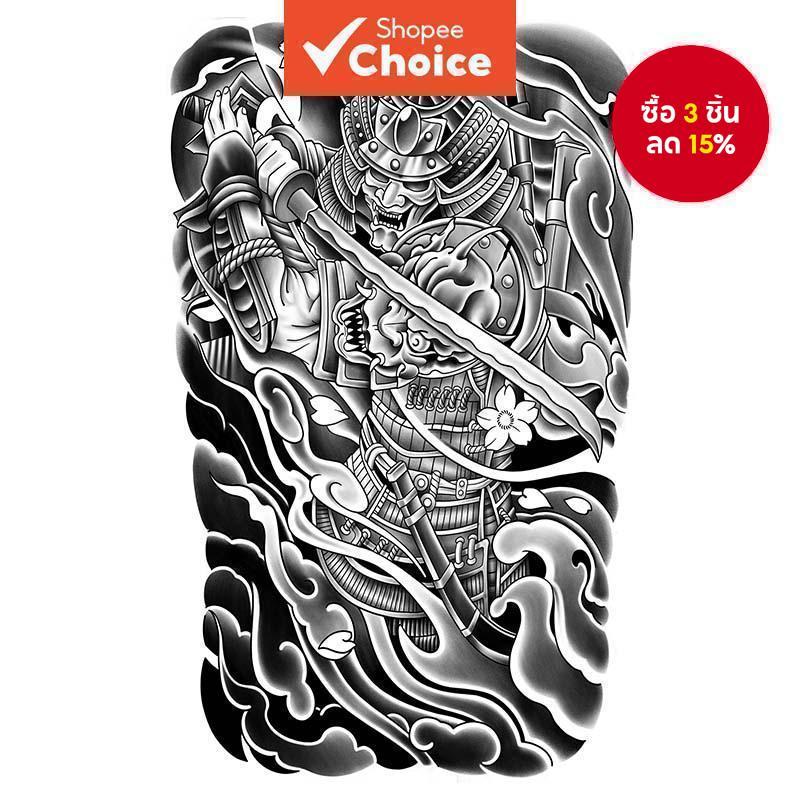 สติ๊กเกอร์รอยสักชั่วคราวซามูไรญี่ปุ่นกันน้ํา 15 วันสําหรับผู้ชายผู้หญิง