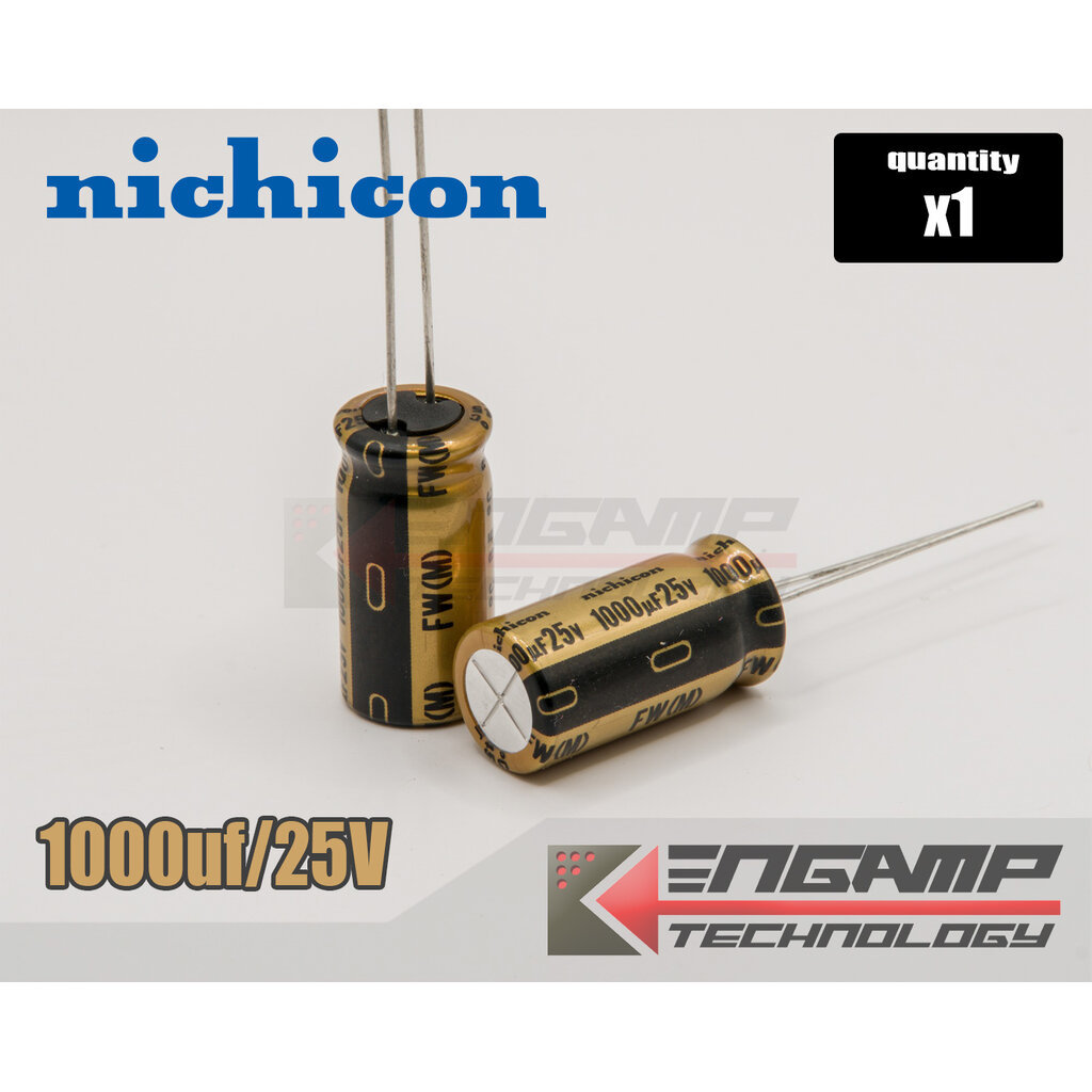 (1ตัว) [E-CAP] 1000uF/25V 85ºC Nichicon FW (M) 10x20mm P=5mm