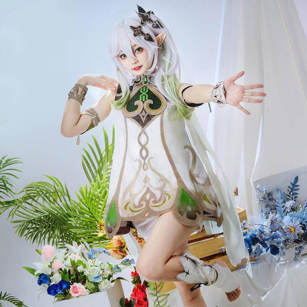 Genshin Impact Nahida คอสเพลย์เครื่องแต่งกาย Genshin Lesser Lord Kusanali คอสเพลย์ Nahida วิกผมฮาโลว