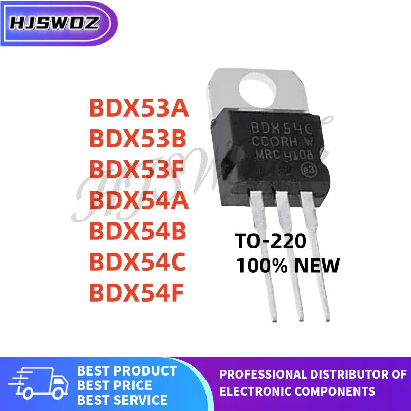 10 ชิ้น/ล็อตยี่ห้อใหม่ BDX54F BDX54A BDX53B BDX53F BDX54B BDX54C BDX53A TO-220 Darlington ทรานซิสเตอ