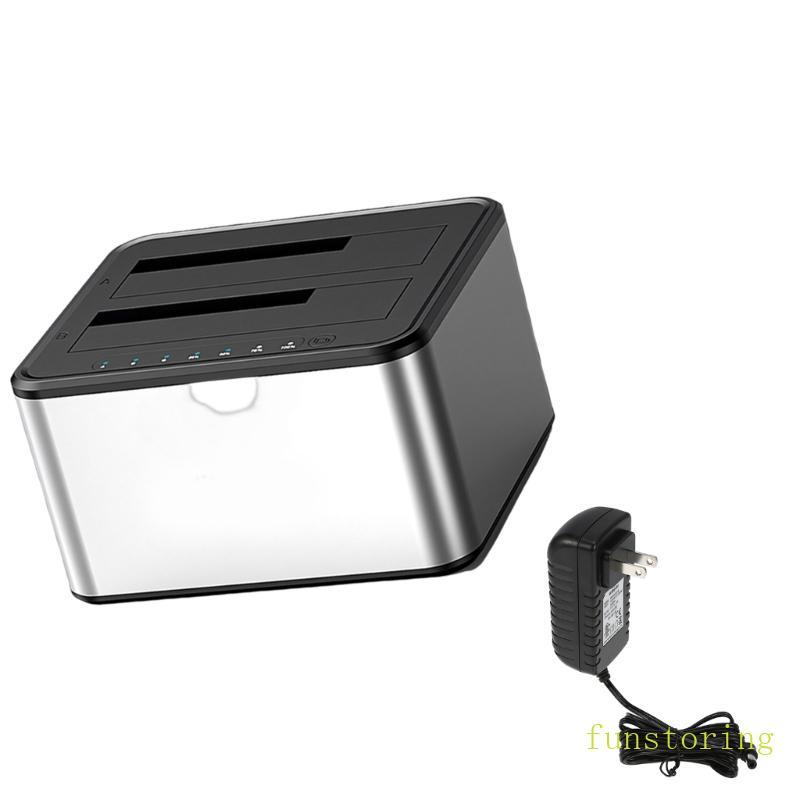 FUN USB3 0 Double Bay ภายนอก Dock การกระจายความร้อนตู้ฐาน Offline Clone ภายนอก Enclosure กรณีพร้อมไฟ