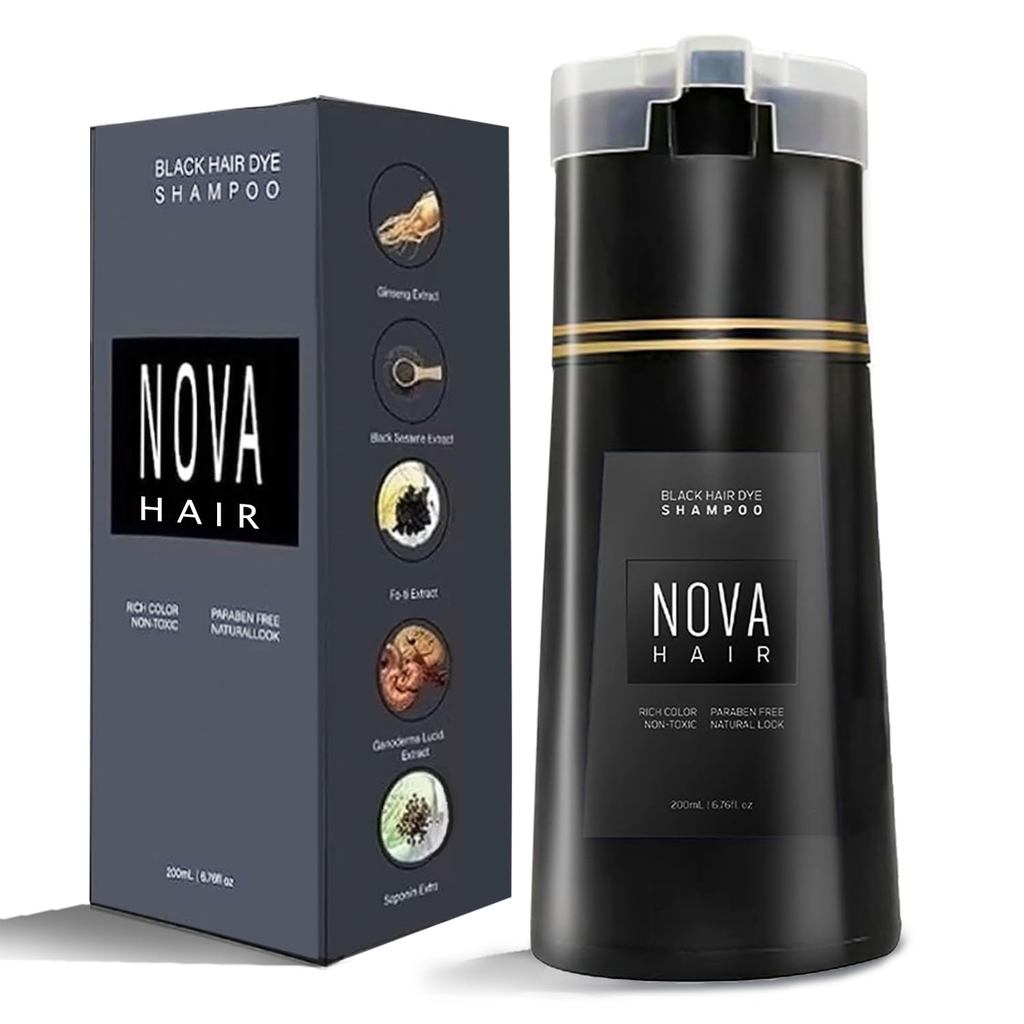 Nova Hair Dye Shampoo,Nova Hair Instant Dye Shampoo,Nova Hair Dye Shampoo 3 in 1 สําหรับผู้ชายและผู้
