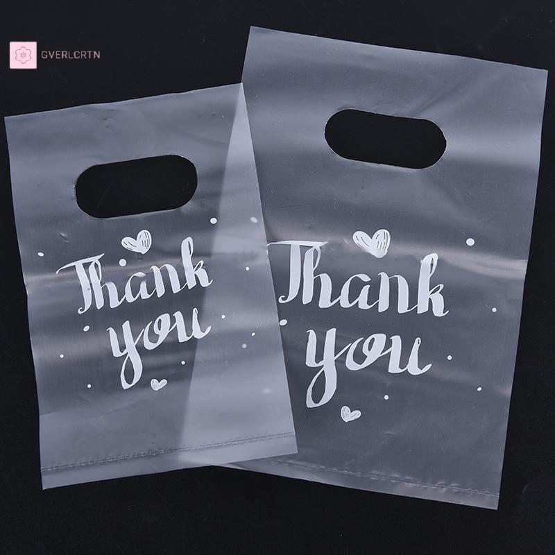 [GRL] 100 ชิ้น Mini ขอบคุณถุงของขวัญพลาสติกงานแต่งงานถุงขนมกระเป๋าช้อปปิ้งกระเป๋า [TH]