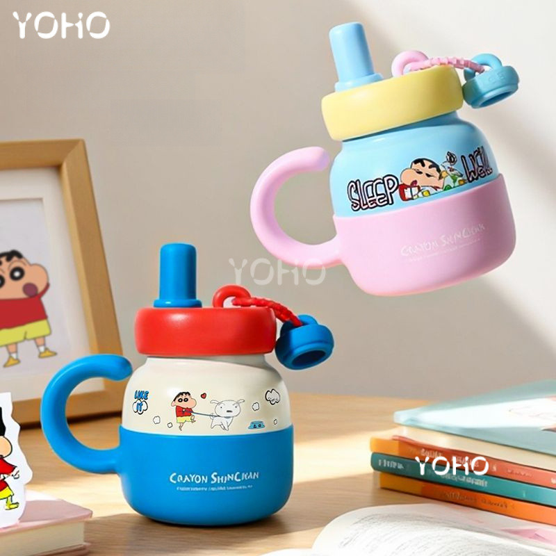 Crayon Shin-chan Thermos Cup 316 ถ้วยน้ําสแตนเลสความจุขนาดใหญ่ 700ML ถ้วยฟางถ้วยกาแฟของขวัญวันเกิด