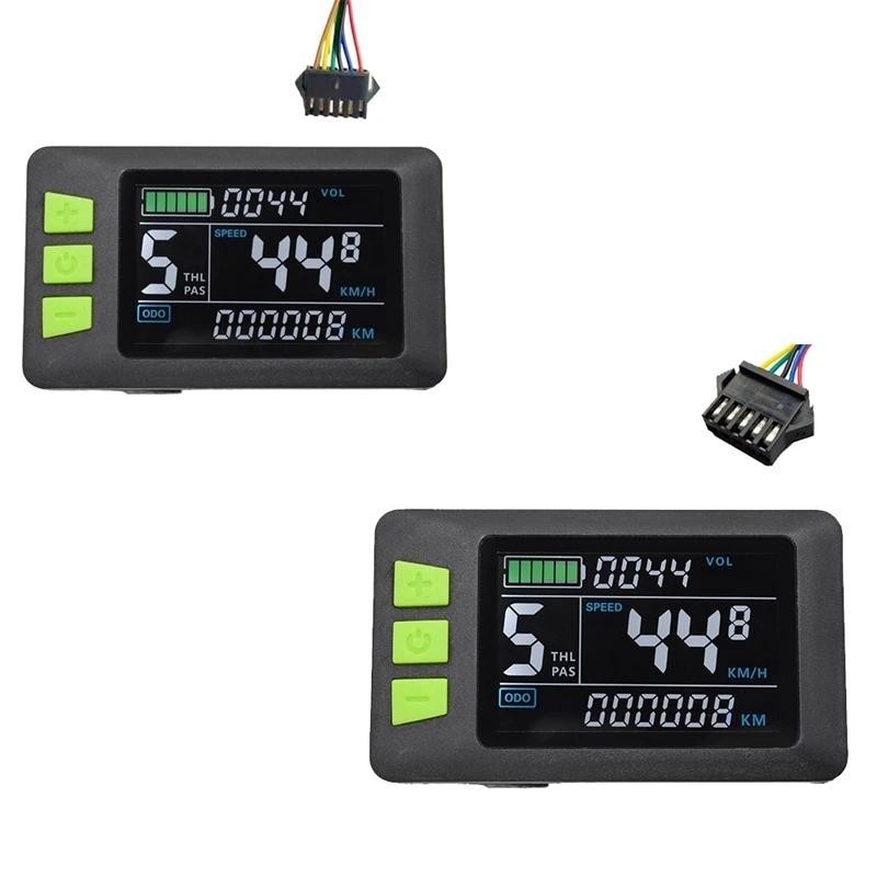 จอแสดงผล-dashboard พวงมาลัย LCD P3C สำหรับสกู๊ตเตอร์ไฟฟ้า 24V-60V กับพอร์ต.SM 6-PIN