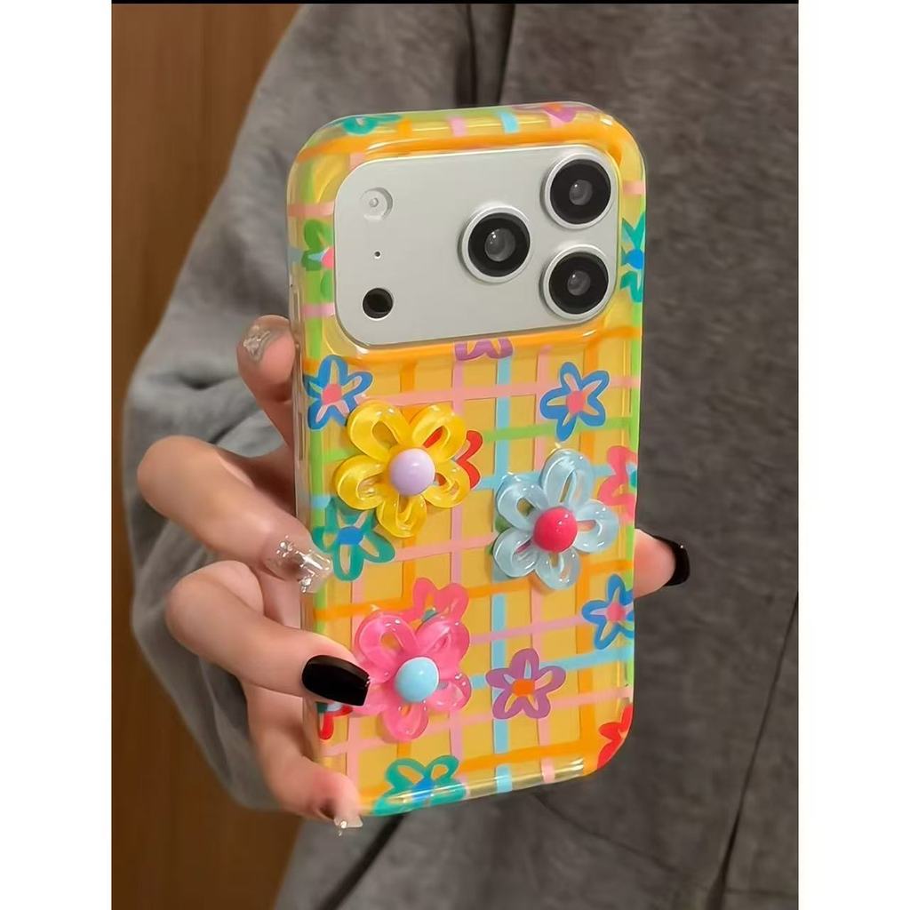 ขนาดใหญ่หลุมสามมิติดอกไม้เคสโทรศัพท์วัสดุอะคริลิเหมาะสําหรับ ไอโฟน 11 12 13 14 15 16 17โปรแม็กซ์ 14 15 16บวก