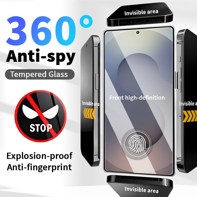 กระจกนิรภัยกันสอดแนม 360 องศาความเป็นส่วนตัว สำหรับ Samsung Galaxy S26 Ultra S26 Plus S25 Ultra S25 Plus S25 FE S24 Ultra S24 Plus ฟิล์มกันรอยหน้าจอเต็มจอ