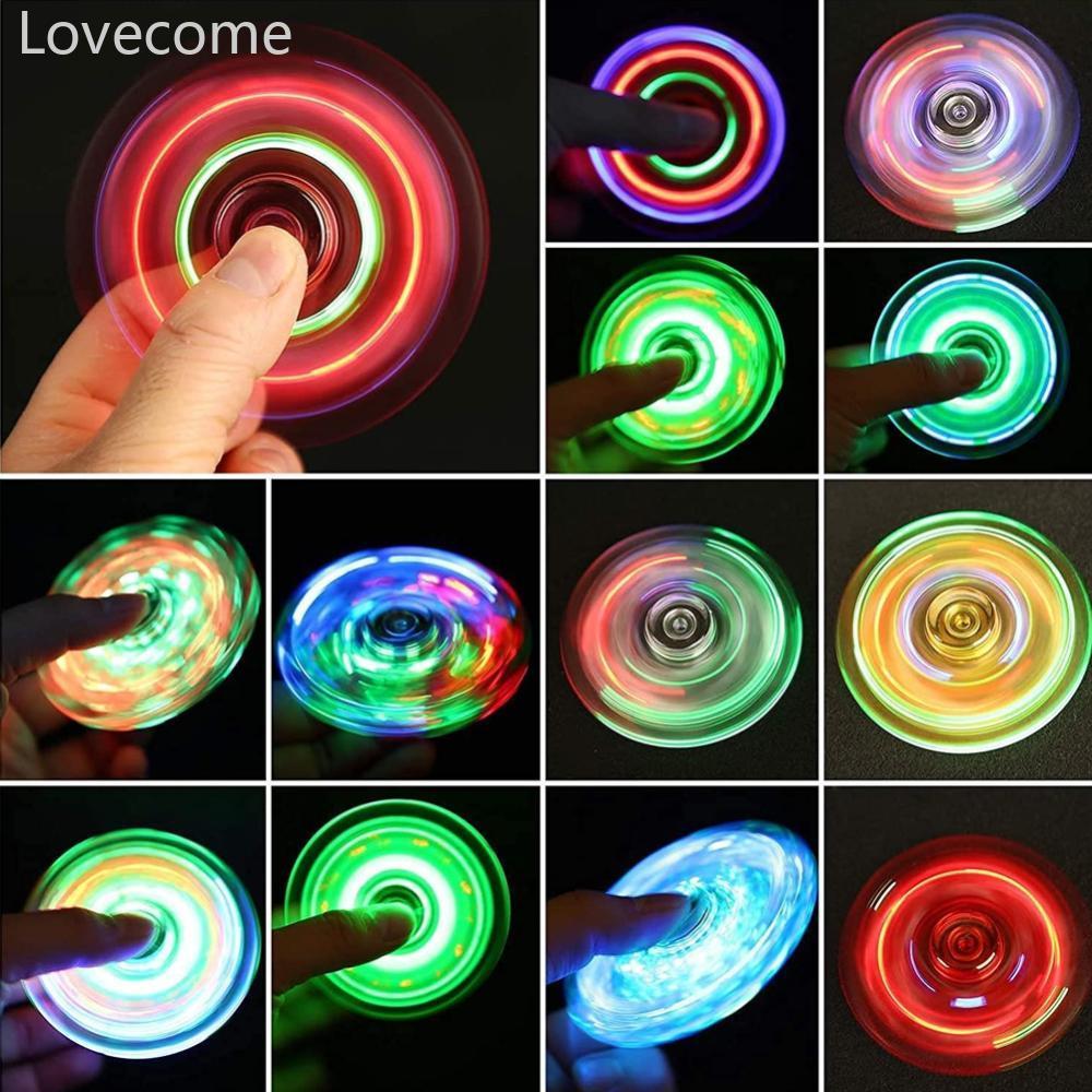 Lovecome คริสตัลส่องสว่าง LED light Fidget Spinner มือด้านบน Spinners Glow in Dark EDC ความเครียดบรร