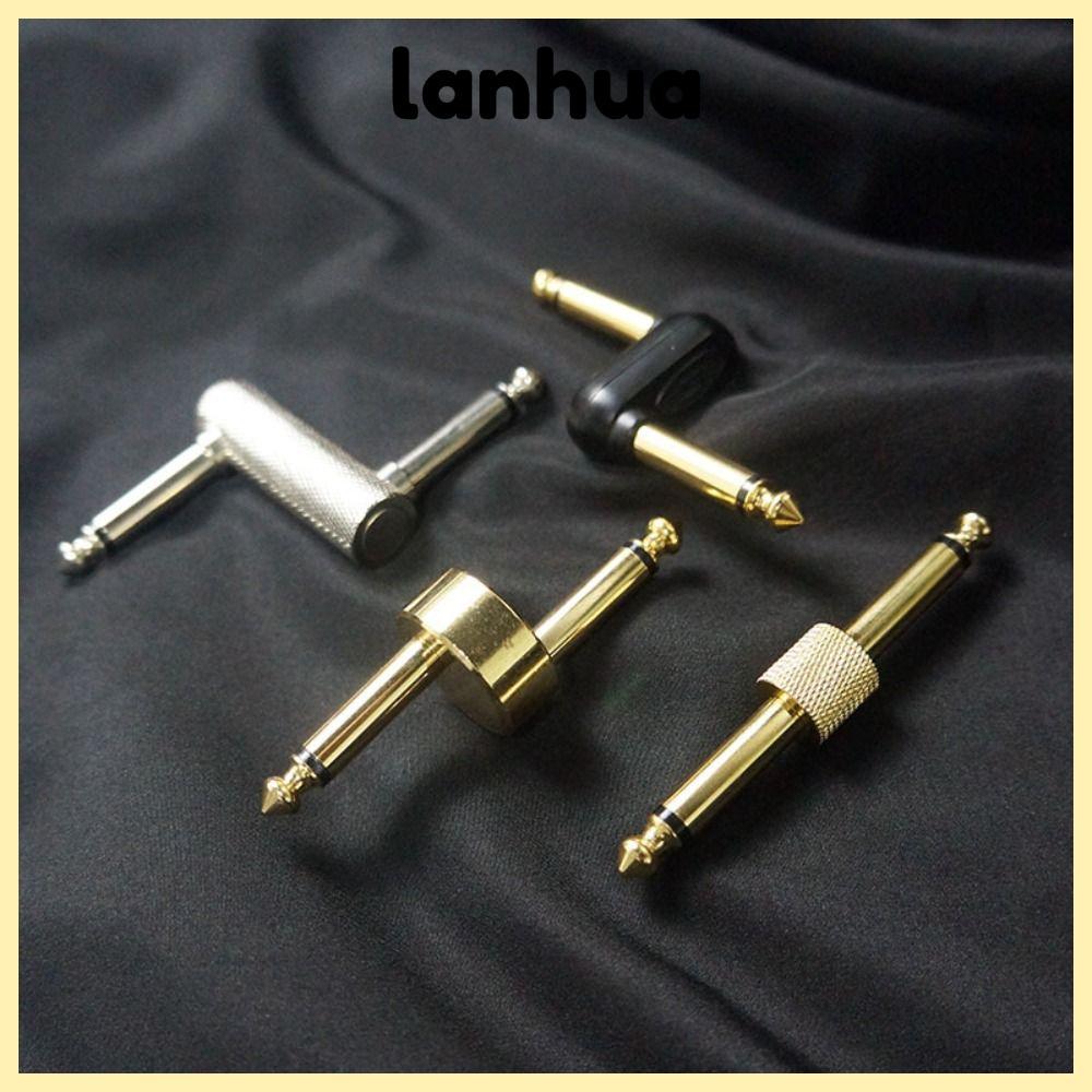 LANHUA ปลั๊ก Adaptor สําหรับกีตาร์, โลหะ 6.35 มม. (1/4") กีตาร์เหยียบ Couplers, แปลงเครื่องมือเชื่อมต่อ Z-รูปชายกับชายเหยียบ Coupler เครื่องมือ