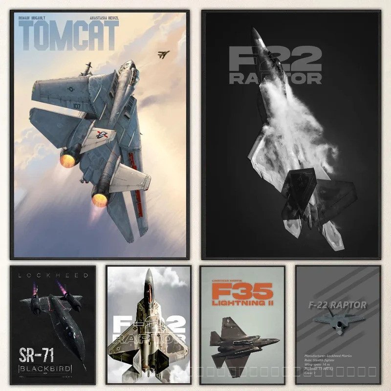 1 PC American Fighter A10 F22 F14 F15 F16 Apache โปสเตอร์ Self-กาวศิลปะกระดาษกันน้ําสติกเกอร์ House 