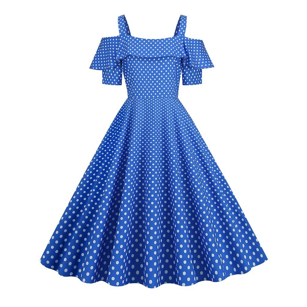 Hot Pin-Up Dress 50S 60S Vintage Elegant Spaghetti Strap Travel Party Dress