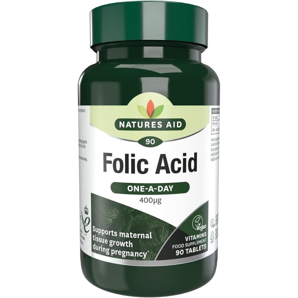 Natures Aid Night Folic Acid Tablets 400 Micrograms-Vegan วิตามิน B9-Pgnancy Care, ส่งเสริมองค์กรมาร