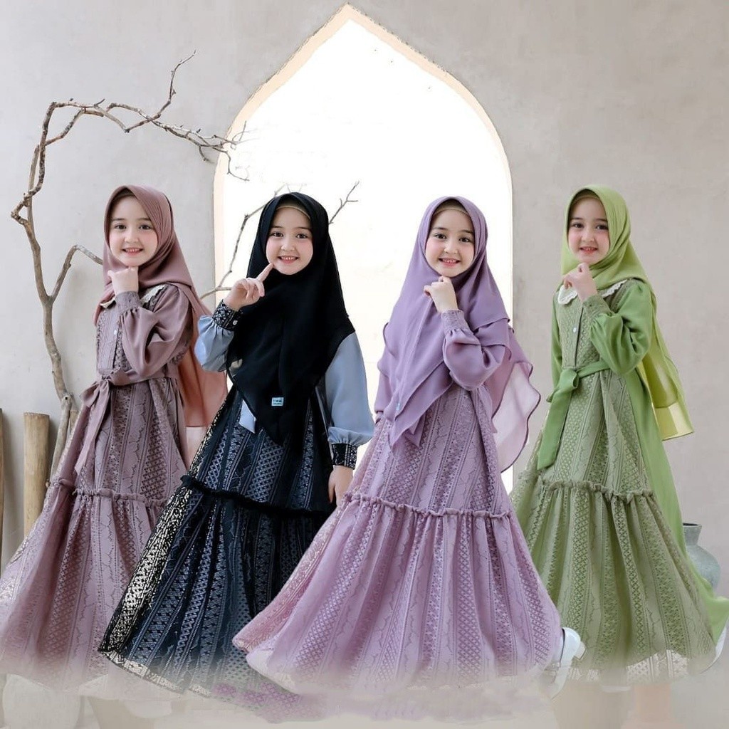 Arvera (ภาพจริง) Umama Syari Kids Umama Series ชุดเดรสกามิสมุสลิมสําหรับเด็กผู้หญิง H5