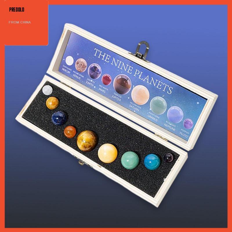 [Predolo] คริสตัล Galaxy Universe 9 ชิ้นพร้อมกล่องไม้คริสตัลบอลเก้าดาวเคราะห์