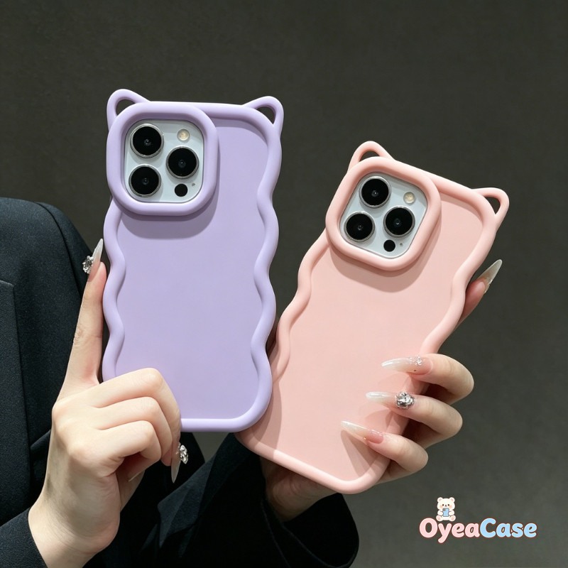 หูแมวน่ารัก 3D Wavy Edge สําหรับ Vivo T4X T4 T3X T3 Lite T2X T2 Pro Y95 Y93 Y91 Y91C Y12 Y12A Y12S Y