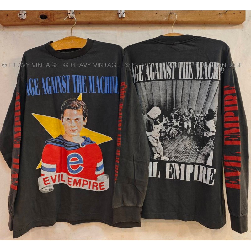 RAGE AGAINST THE MACHINE EVIL EMPIRE Bio Washed long sleeve เสื้อวินเทจ เสื้อทัวร์ วงร๊อค heavy vintage shirt