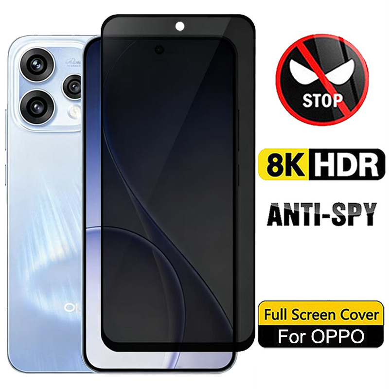 สําหรับ OPPO Reno 15F 14F 13F 12F 11F 15 Pro Max Reno 15 14 13 12 11 10 8 7 5 4 3 Pro 2 2Z 2F 5Z 6Z 7Z 8T 15 Pro Mini Anti-Spy ป้องกันหน้าจอกระจกความเป็นส่วนตัวกระจกนิรภัยคลุมทั้งหมด