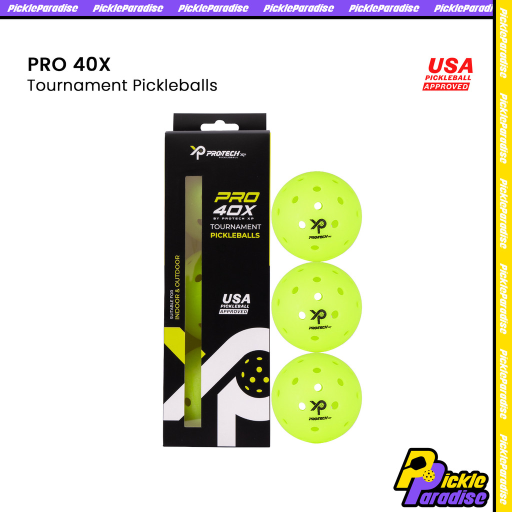 PROTECH PRO 40X Hybrid Pickleball Tournament Pickleball (3 ชิ้น/กล่อง)(เหมาะสําหรับในร่มและกลางแจ้ง)
