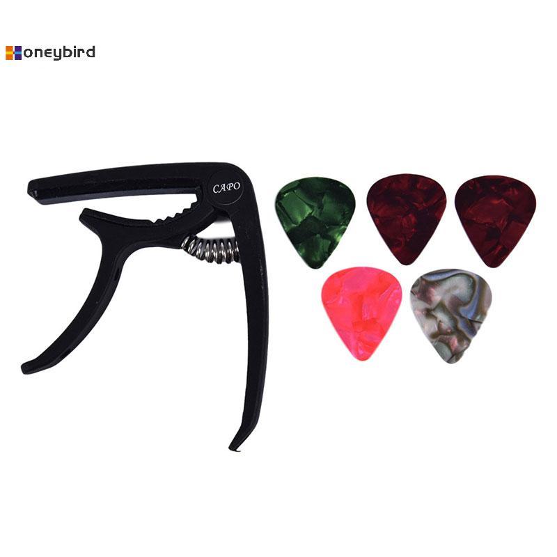 Honeybird 1 กีตาร์ Capo และ 5 กีตาร์ Pis สําหรับอะคูสติกไฟฟ้า Guitarra อุปกรณ์เสริม Nice