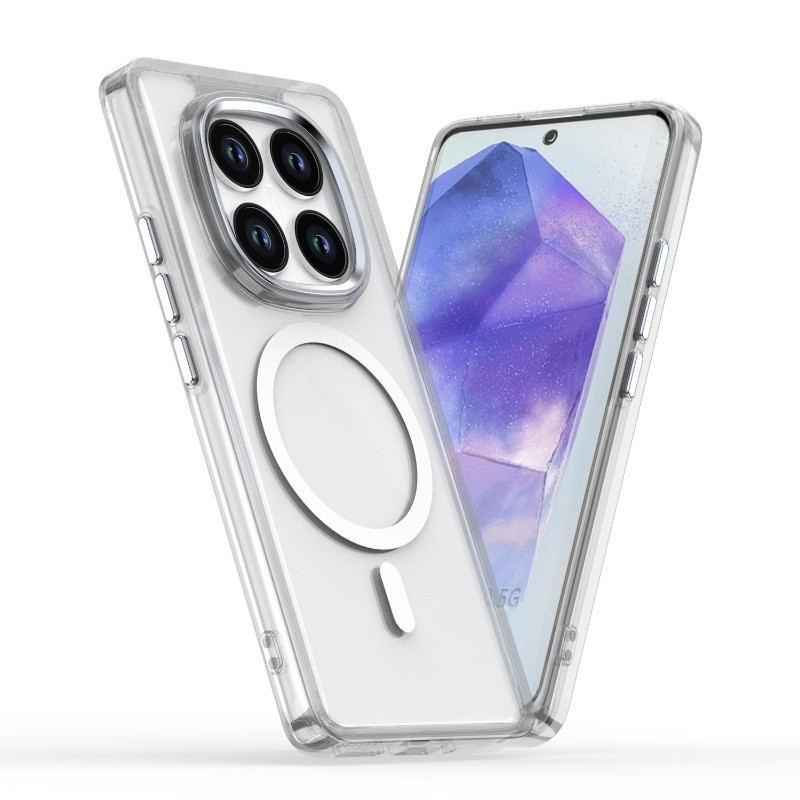 สําหรับ Xiaomi Redmi Note 15 14 Pro Plus 15 Pro+ โลหะหรูหราเลนส์โปร่งใสแม่เหล็กเคสโทรศัพท์คริสตัลกันกระแทกอะคริลิคปกแข็ง