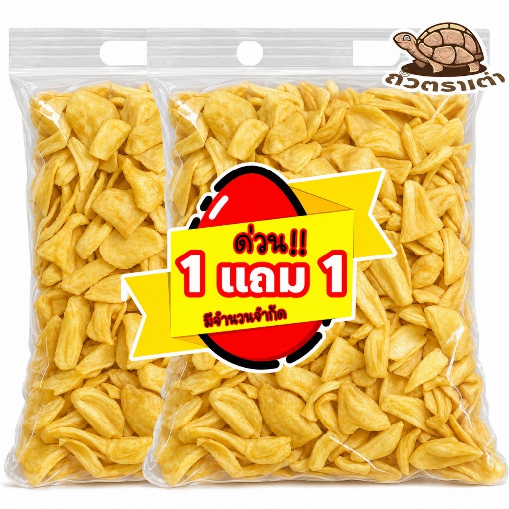 [โปร 1 แถม 1] เศษขนุนอบกรอบ | Crispy Jackfruit Chips | กรอบ ฟู หอม อร่อย | ขนาดรวม 500 กรัม  UNIHEAL