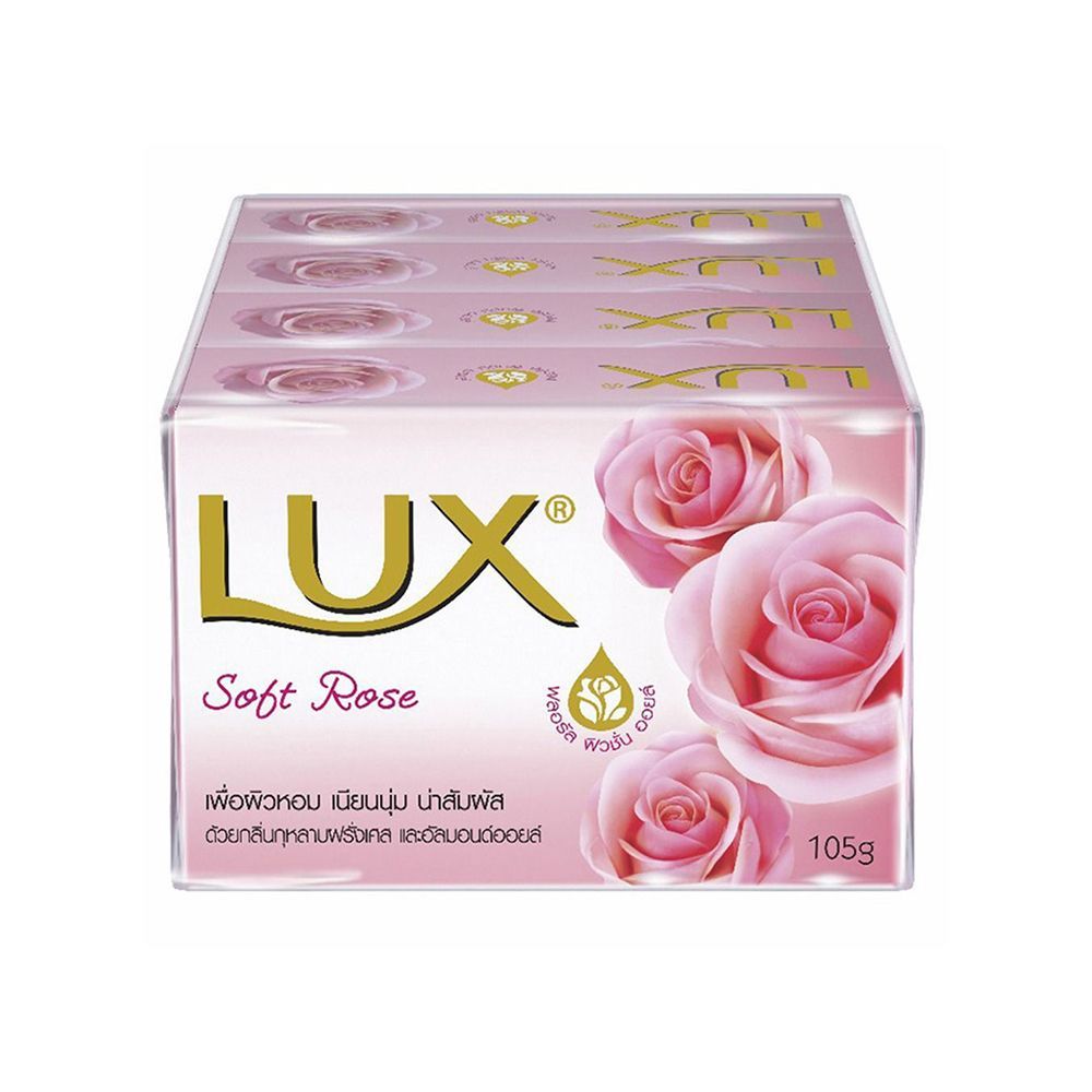 [สินค้าส่งด่วน] ลักส์สบู่ก้อนซอฟท์ชมพู 105กX4 LUX SOFT ROSE BAR PINK 105G.X4