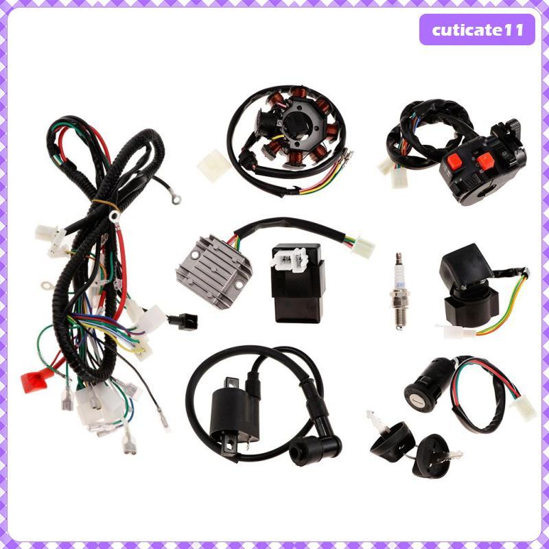 [Cuticate1] ไฟฟ้าสายไฟสายไฟสายไฟ Loom CDI Stator Assembly Kit สําหรับ 150/250cc ATV