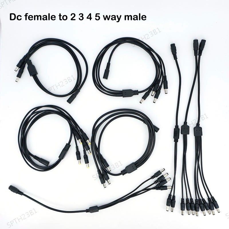 DC 1 หญิง 2 3 4 5 ทาง 22awg 18awg ชายเชื่อมต่อแหล่งจ่ายไฟ Splitter ปลั๊กอะแดปเตอร์สายไฟ 5.5 มม.x2.1 มม.สําหรับ strip light TH23B1