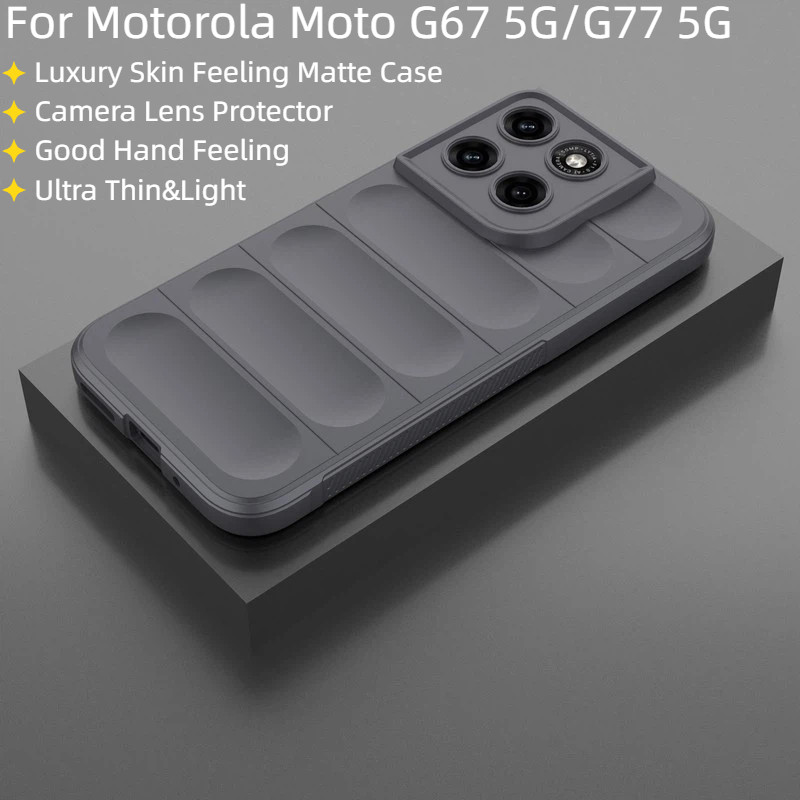 สําหรับ Motorola Moto G67 G77 5G กรณีหรูหราผิวรู้สึก Matte นุ่มกันกระแทกฝาครอบโทรศัพท์สําหรับ Moto G