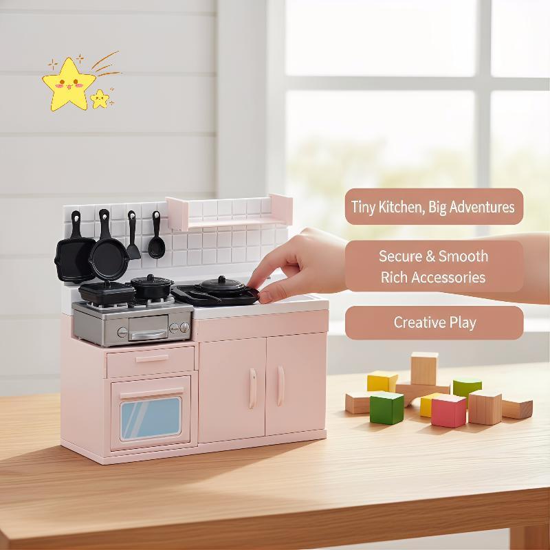 [JBTH] Childrenes Mini Model Stove 1 Set Dollhouse Kitchen Simulation Toy for Role Playing Home Cook