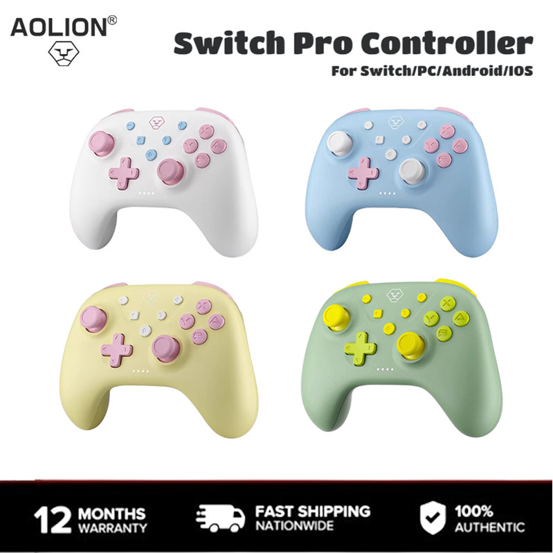 AOLION Pro Controller Rococo สีสําหรับ Nintendo Switch/PC/ iOS/Android บลูทูธ Gamepad สต็อกท้องถิ่น 