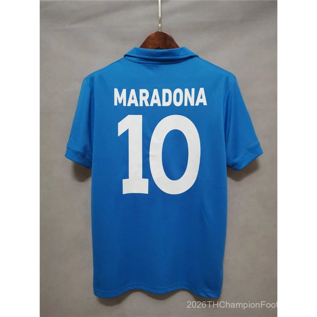 Retro SSS+87-88 Napoli คุณภาพที่เหนือกว่า Home Retro ที่กําหนดเอง MARADONA เสื้อฟุตบอล