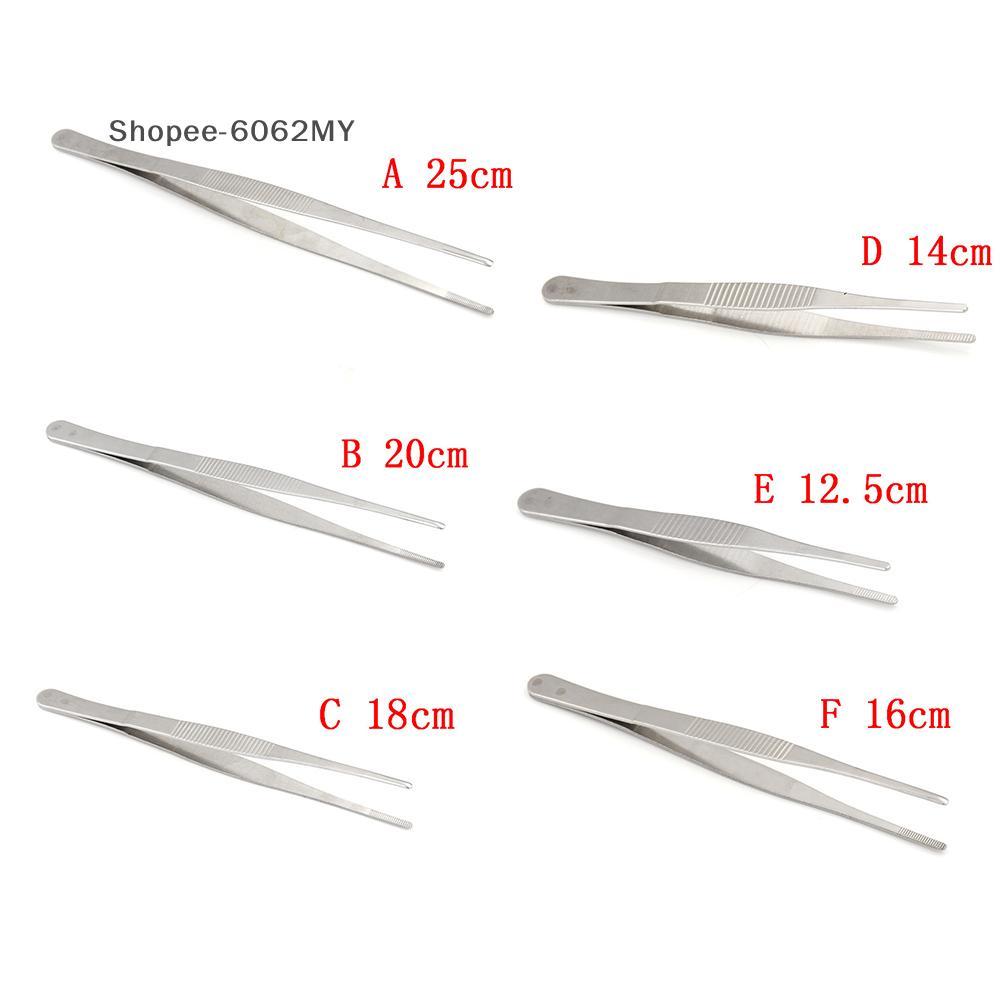 [หลัก] 12-25cm Silver Stainless Steel s Forceps Straight Tip Tool 6062MY