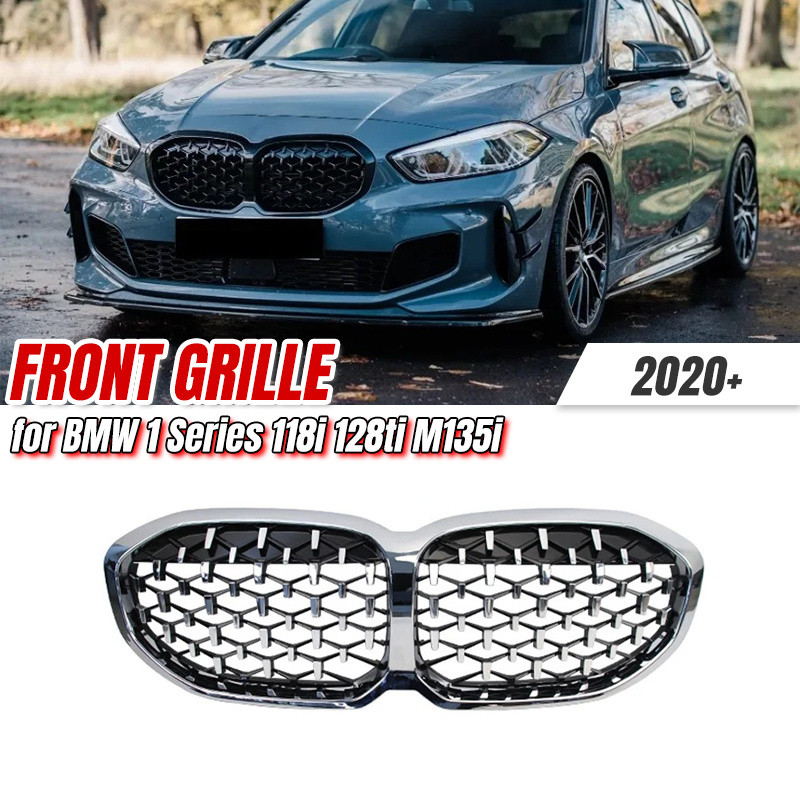 Gloss สีดําเพชรสไตล์ Kidney Grille ด้านหน้าย่างสําหรับ BMW 1 Series F40 2020-2024 118i 128ti M135i