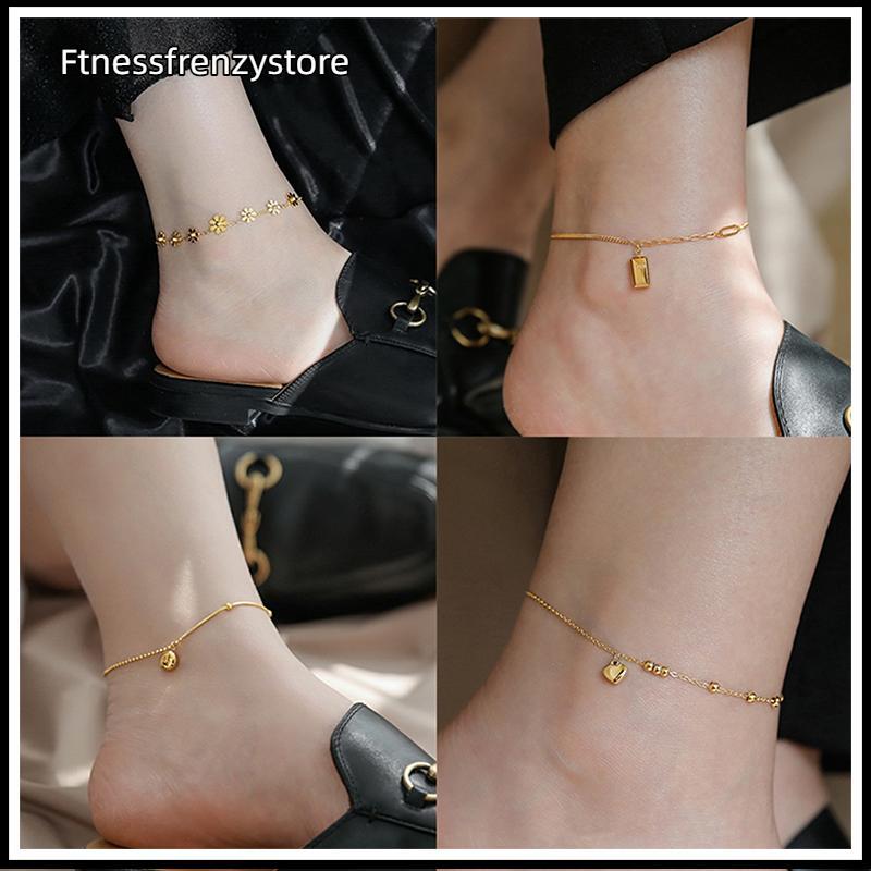 [FF] Simple Titanium Steel Anklet Womens Advanced 18K Anklet Fashion Love Anklet Accessories Gift [T
