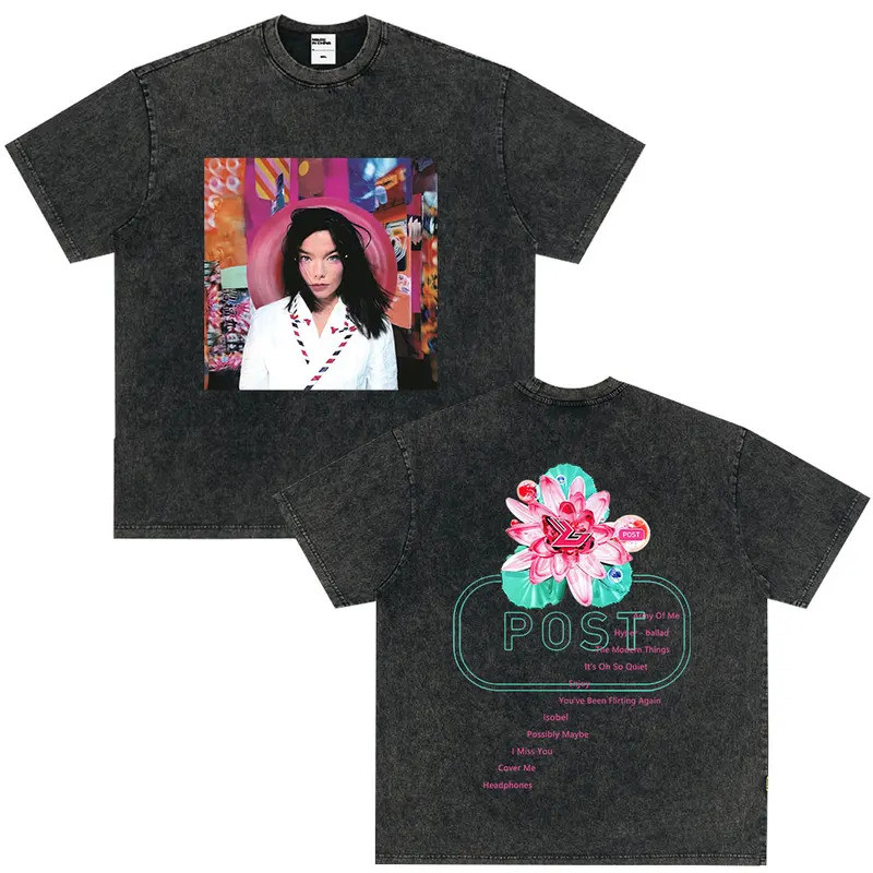 [มีสินค้า] เสื้อยืดผ้าฝ้าย Bjork Post Album Promo Vintae สำหรับผู้ชายและผู้หญิง เสื้อผ้าฮิปฮอป เสื้อ