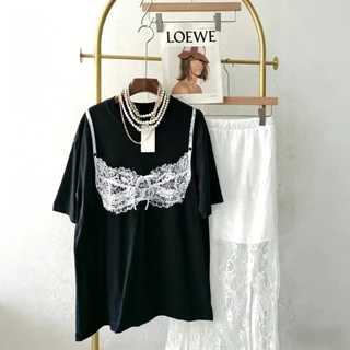 🚚【จัดส่งจากประเทศไทย】เสื้อยืดแฟชั่นสตรี โอเวอร์ไซส์ พิมพ์ลายบิกินี่ แฟชั่นเกาหลี เซ็กซี่ ชิค สาวอกอึ๋ม