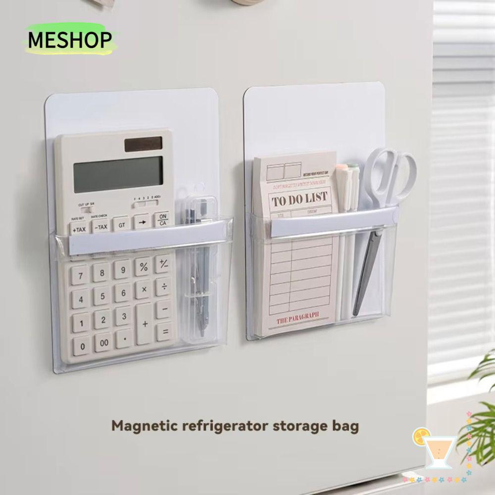 MESHOPTH แม่เหล็กติดตู้เย็น,ประหยัดพื้นที่ PVC Magnetic Storage Pouch,อเนกประสงค์แบบพกพาโปร่งใสตู้เย็นด้านข้างประตูชั้นวางสําหรับตู้เย็นไมโครเวฟครัว