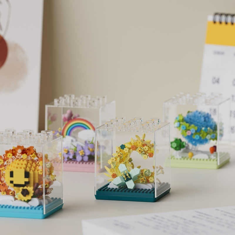 Lego ChaoLeChuang 7345-7348 Interstellar ดอกไม้ภาษา Rainbow Bouquet Building Blocks ของเล่นเด็กสาวปร
