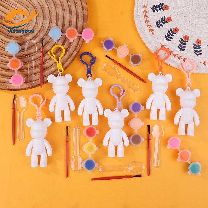 [MR] 10 ชิ้นสีขาว nk Graffiti หมีพวงกุญแจ DIY ภาพวาดของเล่นเด็กวันเกิด Party Favors ของขวัญอนุบาล Go