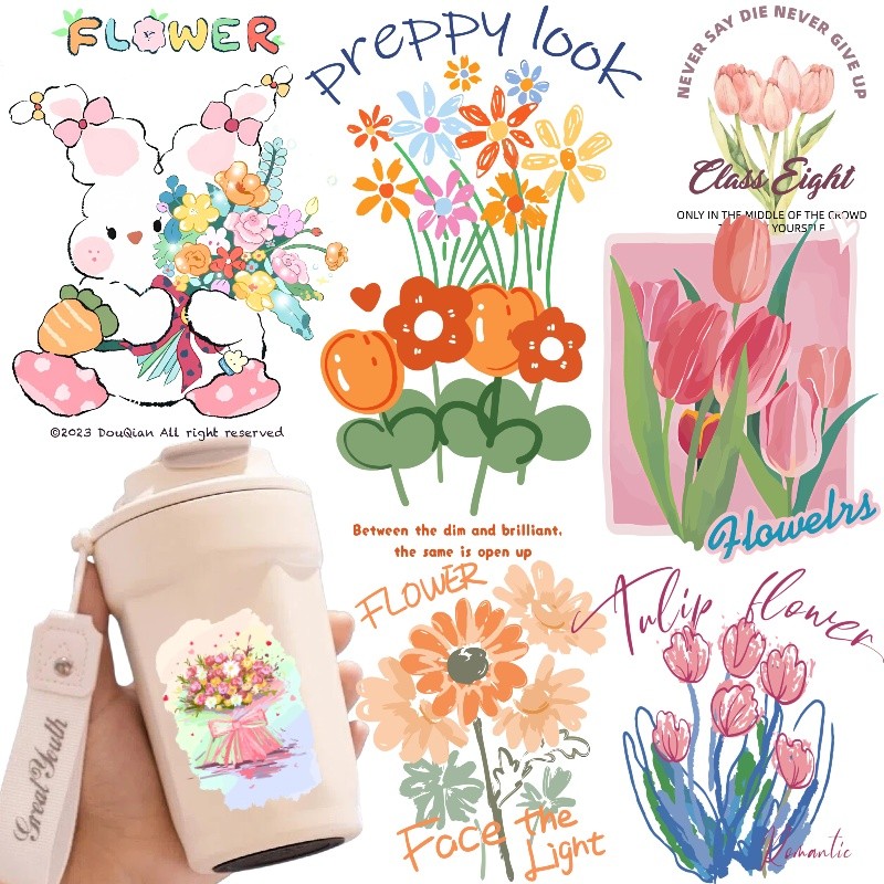 ดอกไม้สวย การ์ตูน ยูวี โอน สติ๊กเกอร์คริสตัล เคสโทรศัพท์ ทําเอง คอมพิวเตอร์และตกแต่งอื่นๆ ฟิล์มที่ถอดออกได้ สติ๊กเกอร์ใส
