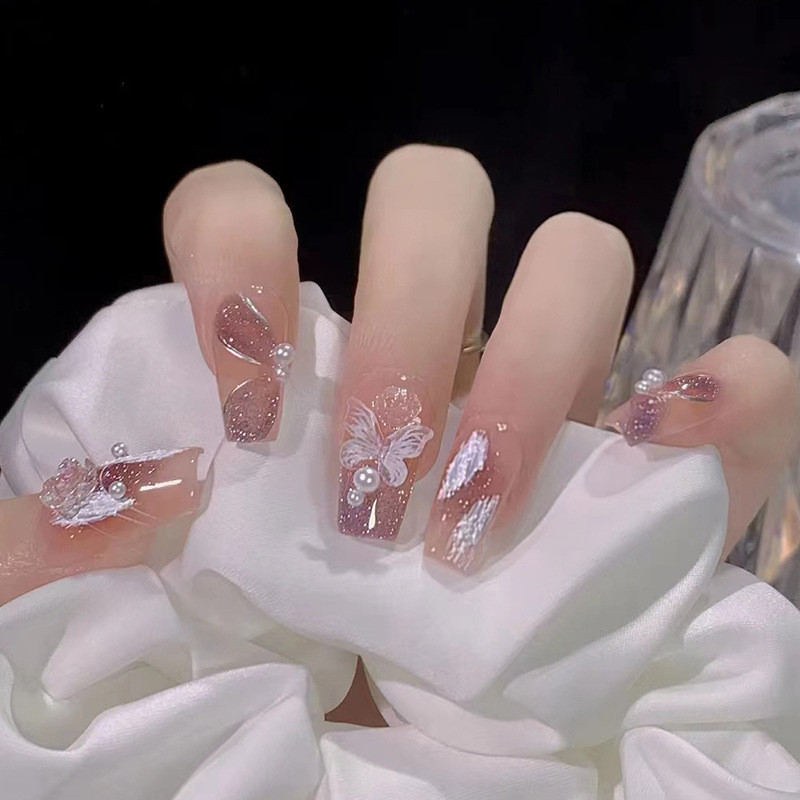 Z492 【สไตล์ฮอต】 ร้านไทย ใหม่เล็บปลอมกันน้ำมส่ง เล็บปลอมสีเจล24ชิ้น