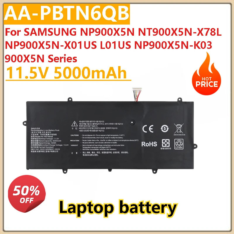 ยี่ห้อใหม่ 11.5V 5000mAh AA-PBTN6QB แบตเตอรี่แล็ปท็อปสําหรับ SAMSUNG NP900X5N NT900X5N-X78L NP900X5N