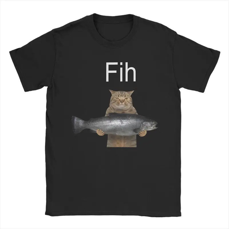 [มีสินค้า] เสื้อยืดคอกลมแขนสั้นลายมีมสุดน่ารัก Wanita Fih Lucu Meme Ikan Salah Eja Meme Kucing T Kem