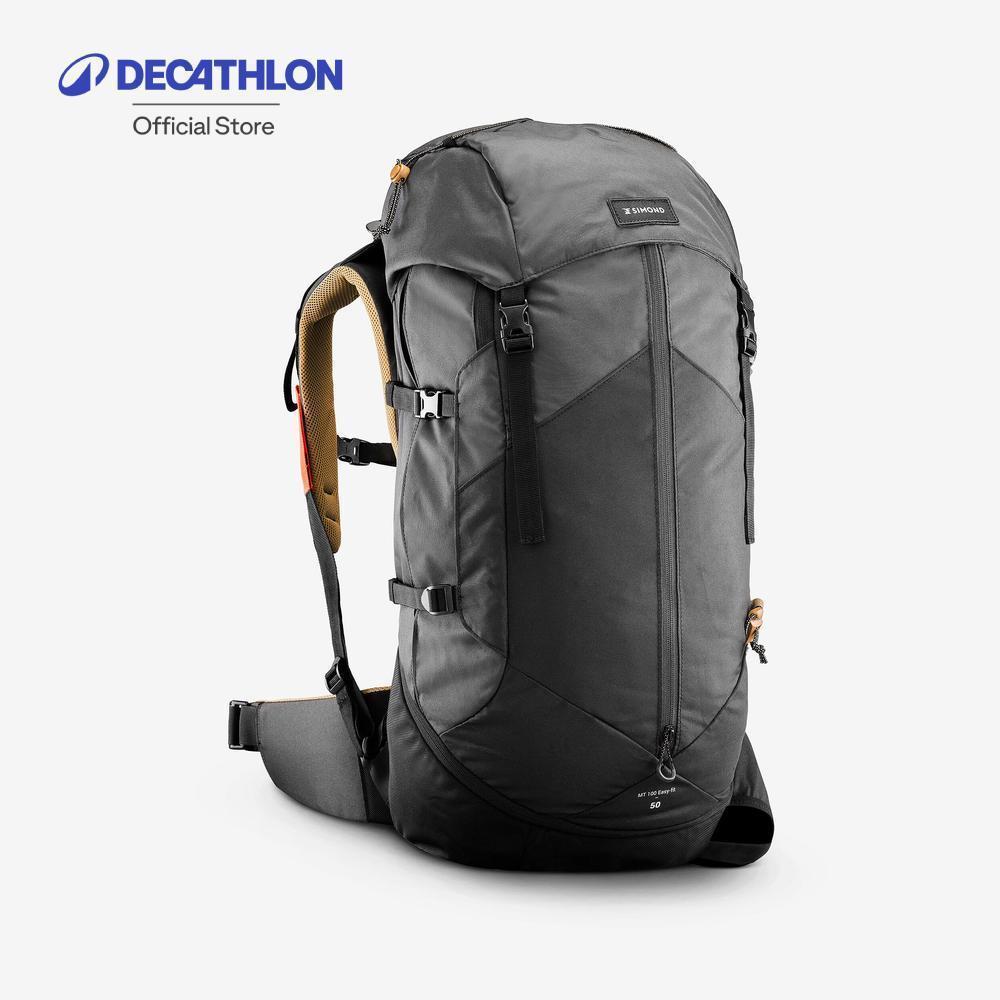 Decathlon Men'S 50L Trekking Backpack เป้เดินป่าเทรคกิ้งขนาด 50 ลิตรสำหรับผู้ชาย รุ่น Mt100 Easyfit - Black