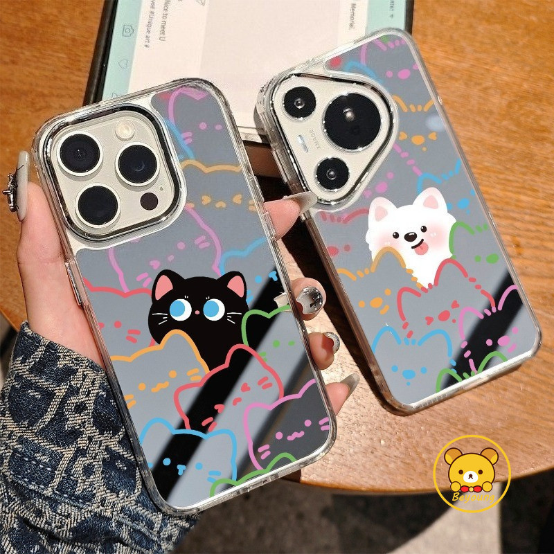 น่ารักสุนัขแมวกระจกเคสโทรศัพท์สําหรับ Huawei Mate 80 Pro Max Nova 15 Pro Ultra 13i 12i 11i Y73 Y72 Y