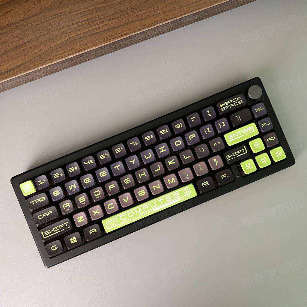 Mechanical Future เรืองแสงสีเขียวด้านข้างโปร่งแสง Keycap PBT ระเหิด wooting60atk68made68 Night Devil