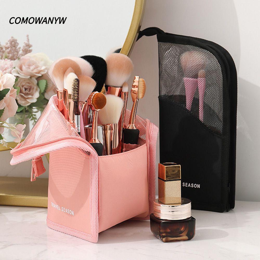 COMONYW Stand กระเป๋าเครื่องสําอางกระเป๋าเดินทางซิปกระเป๋าแป้ง