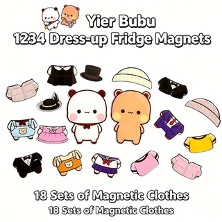 18PCS Yier Bubu แม่เหล็กตู้เย็นน่ารัก Panda Bear Bubu และ Dudu Dress-Up แม่เหล็กตกแต่งบ้านสติกเกอร์สําหรับตู้เย็นของขวัญ